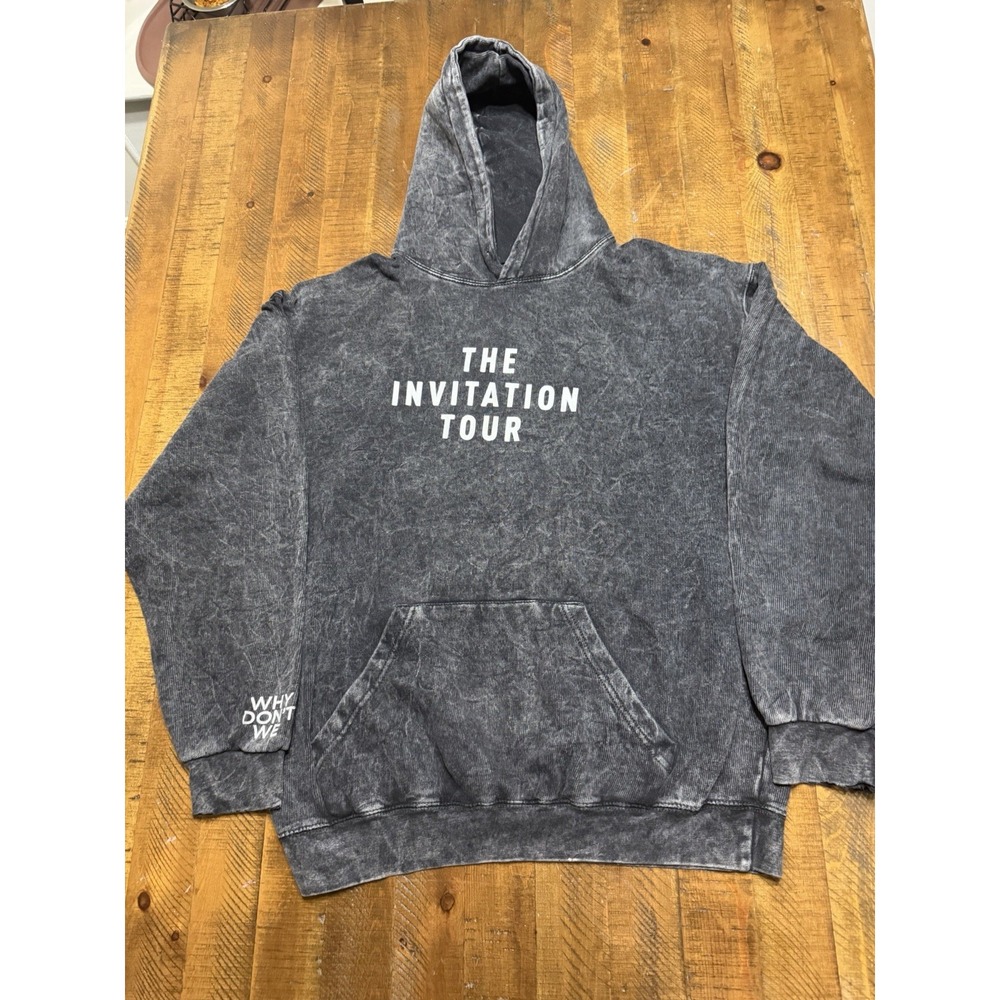 WHY DON'T WE Hoodie The Invitation Tour Graphic Large Pullover Vintage Wash Gray